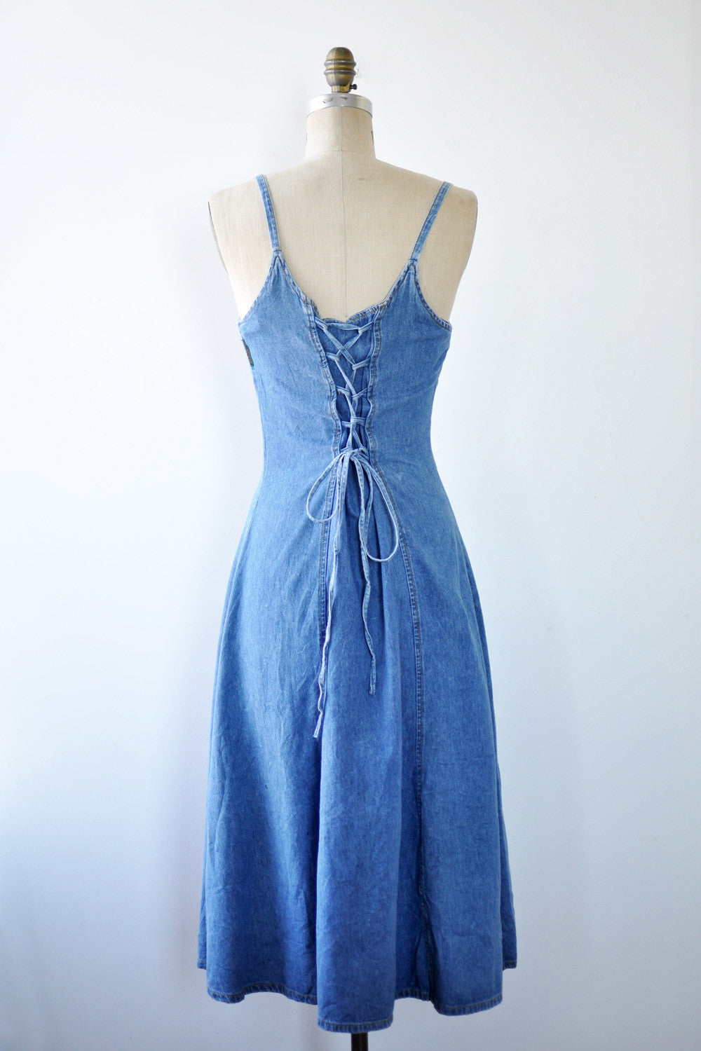 Speedy Lace-Up Denim Dress S/M – OMNIA