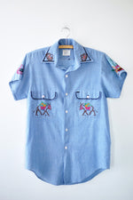 Chambray Embroidered Fiesta Blouse