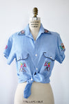 Chambray Embroidered Fiesta Blouse