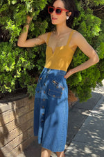 Denim Double Zip 70s Skirt XS