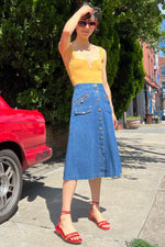 Denim Double Zip 70s Skirt XS