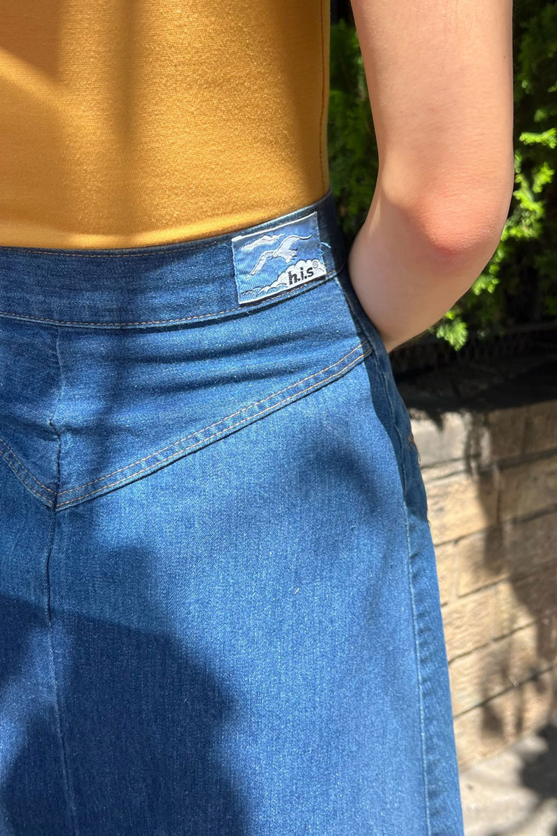Denim Double Zip 70s Skirt XS