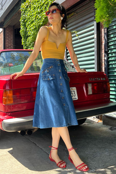 Denim Double Zip 70s Skirt XS – OMNIA