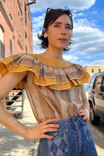 Joveil Golden Ruffle Blouse XS-M