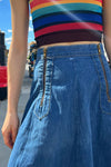 Rainbow Flower Denim Skirt M