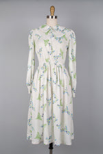 70s Ivory Wildflower Dress S