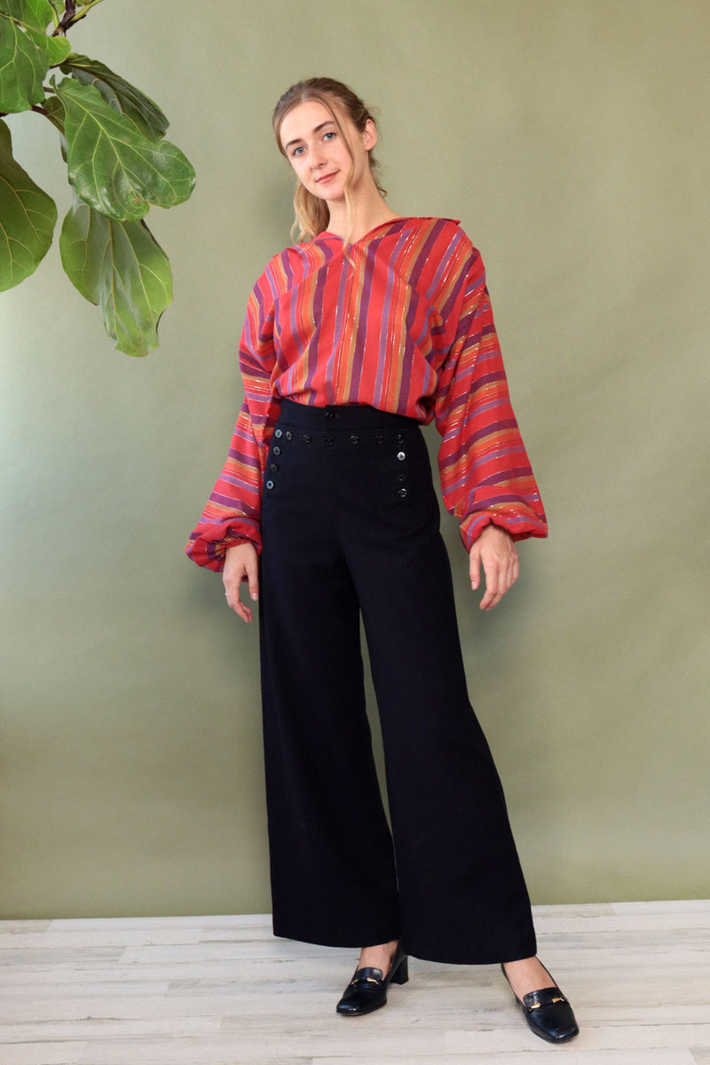 Jeweled Stripe Peasant Blouse M-XL