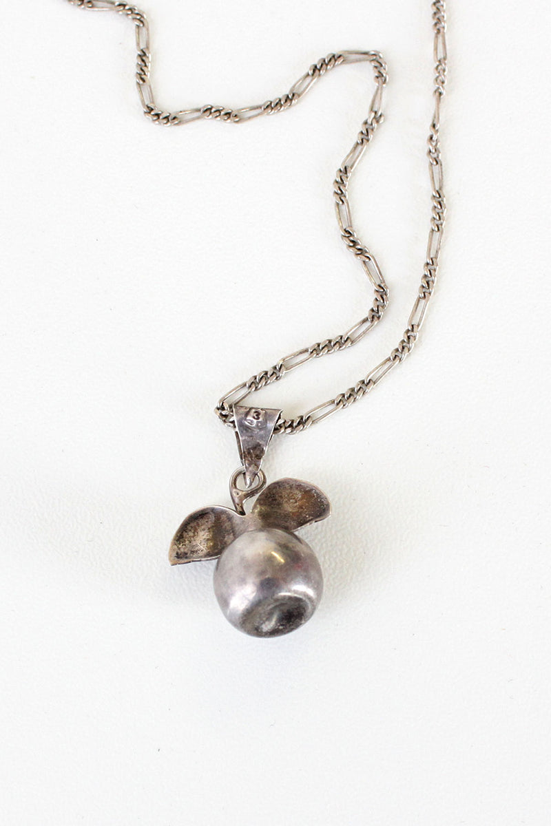 Sterling Apple Pendant Necklace