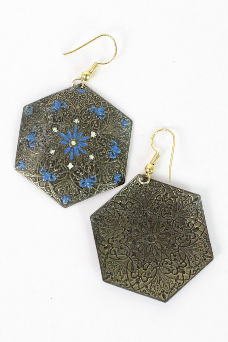 hexagon ethnic earrings