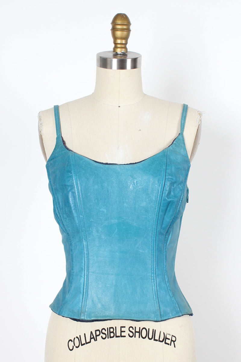 Turquoise Leather Corset S-S/M