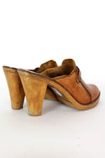 70s Leather & Wood Clogs 6.5