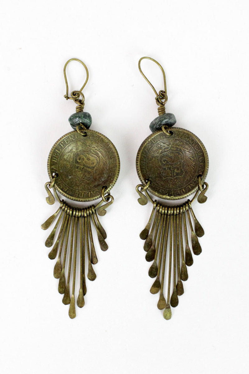 camel fringe earrings