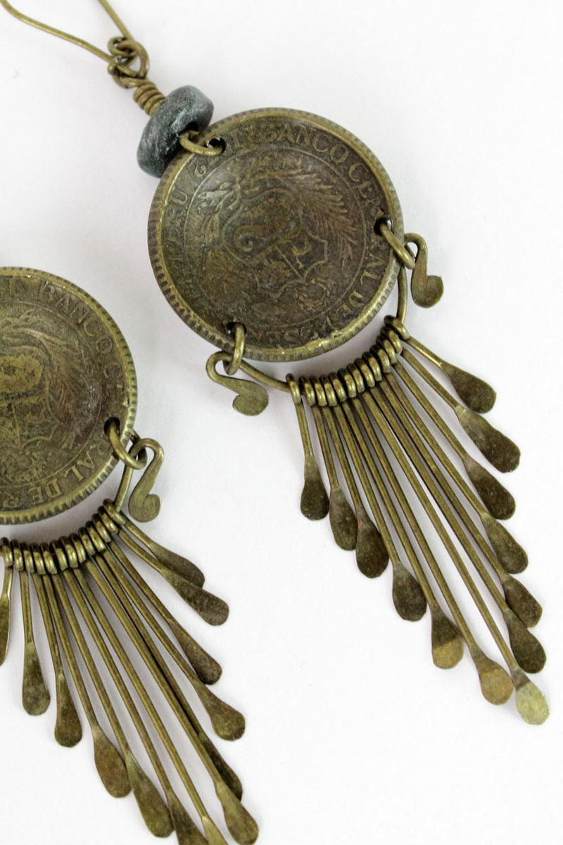 camel fringe earrings
