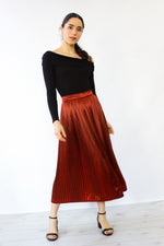 Satin Brick Pleated Skirt S