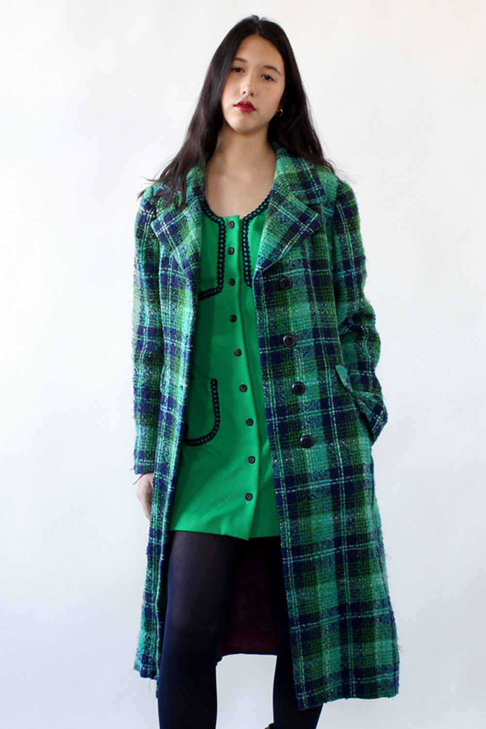 English Plaid Belted Coat M/L