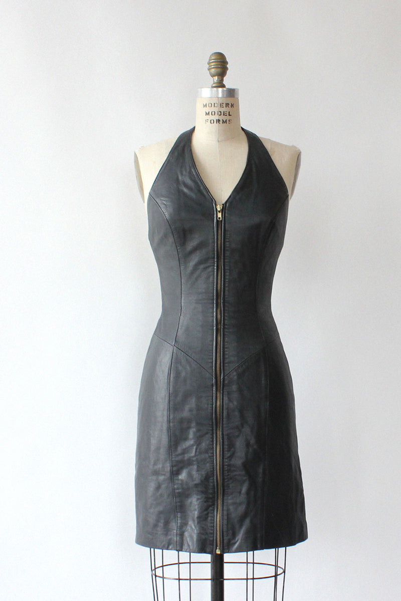 Fiona Leather Zip Dress S