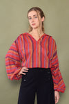 Jeweled Stripe Peasant Blouse M-XL