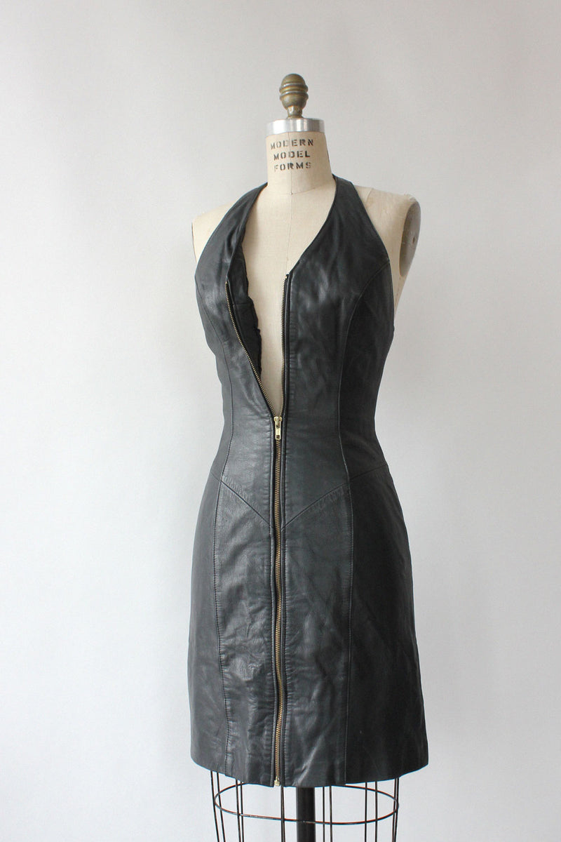 Fiona Leather Zip Dress S