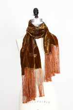 Golden Velvet Burnout Scarf