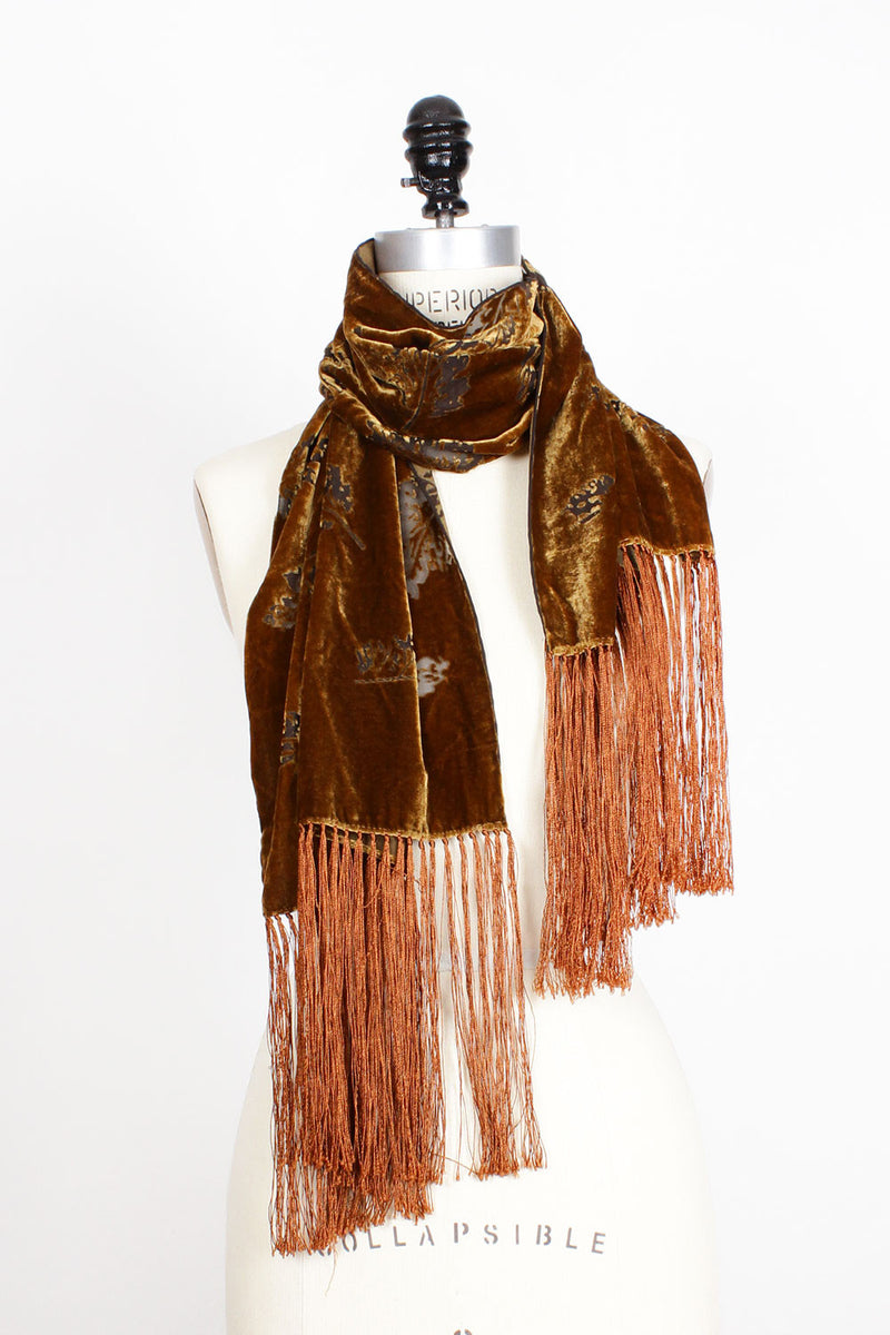 Golden Velvet Burnout Scarf