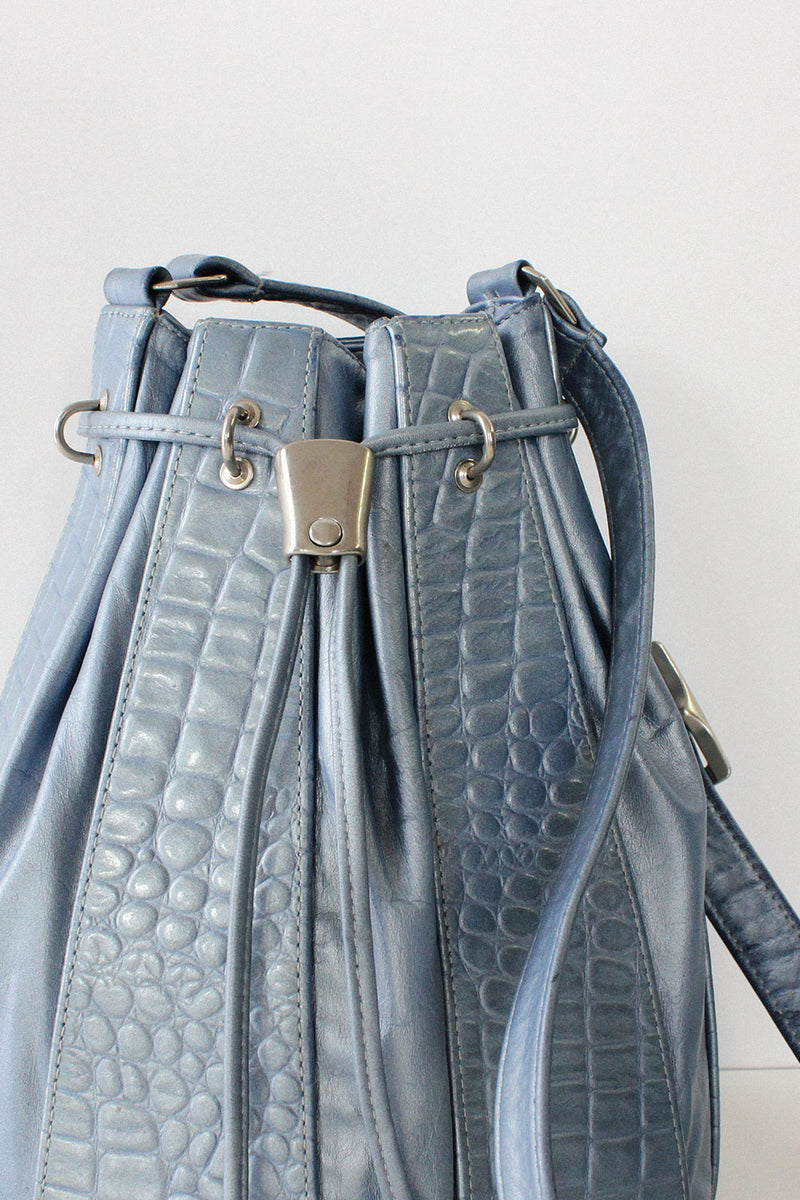 Blue Pearlescent Bucket Bag