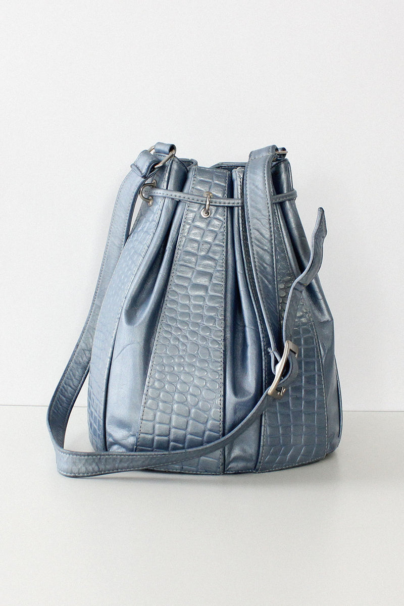 Blue Pearlescent Bucket Bag