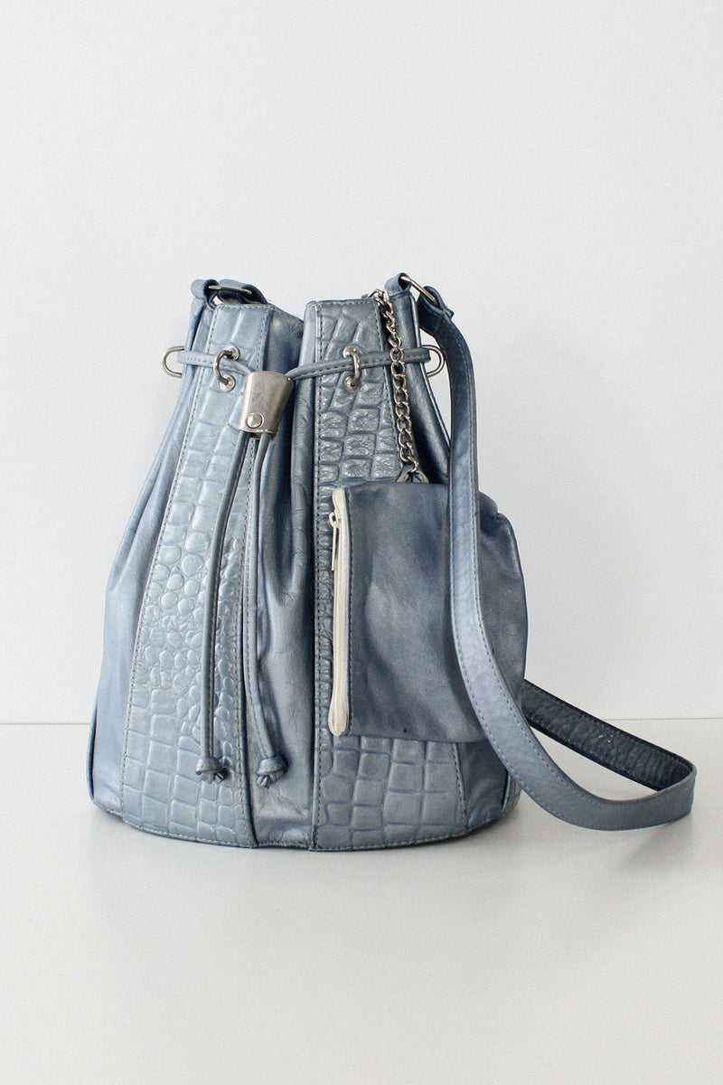 Blue Pearlescent Bucket Bag
