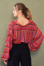 Jeweled Stripe Peasant Blouse M-XL