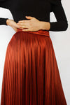 Satin Brick Pleated Skirt S