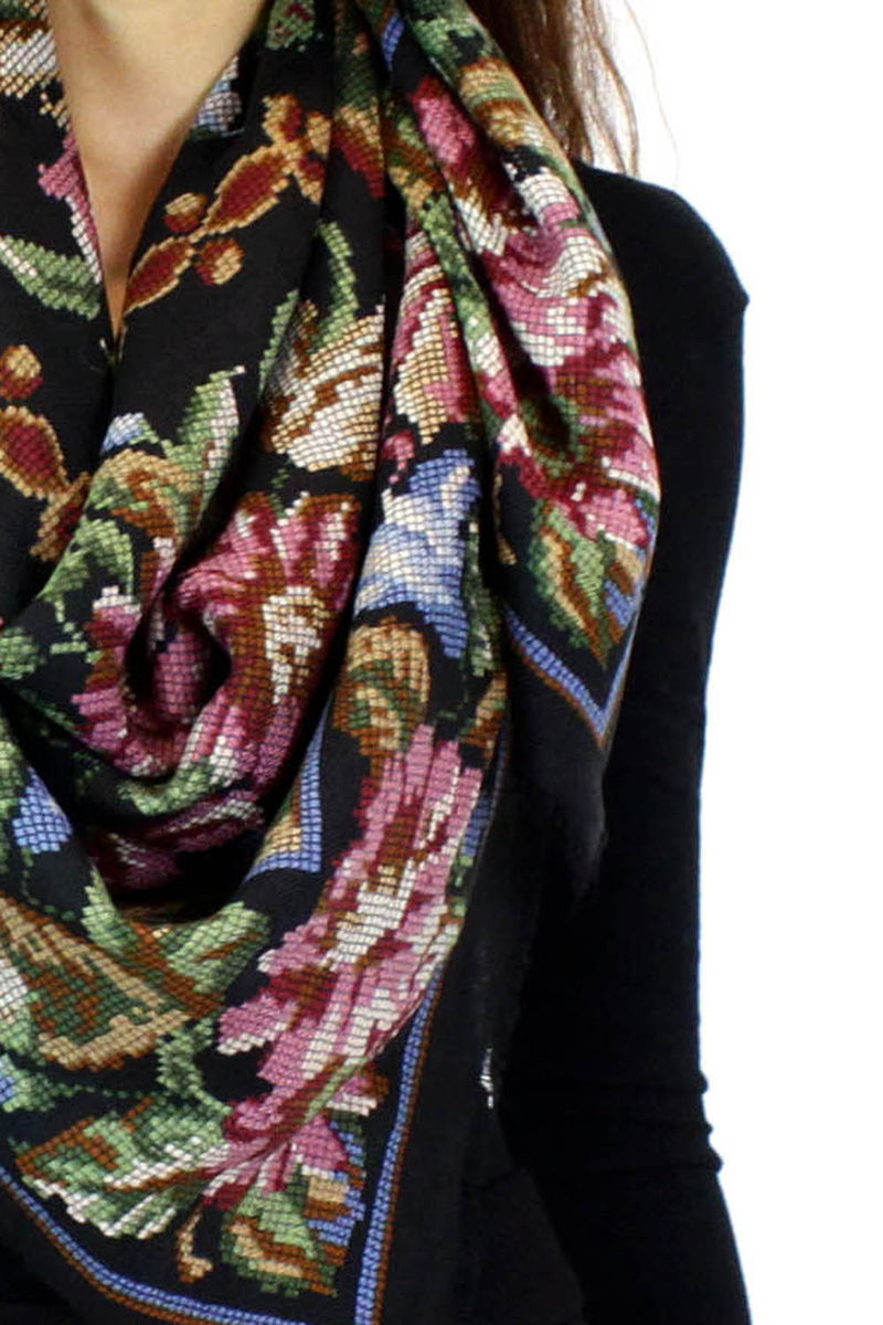 pixelated floral scarf