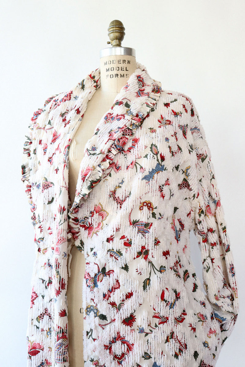 Floral Chenille Belted Robe M/L