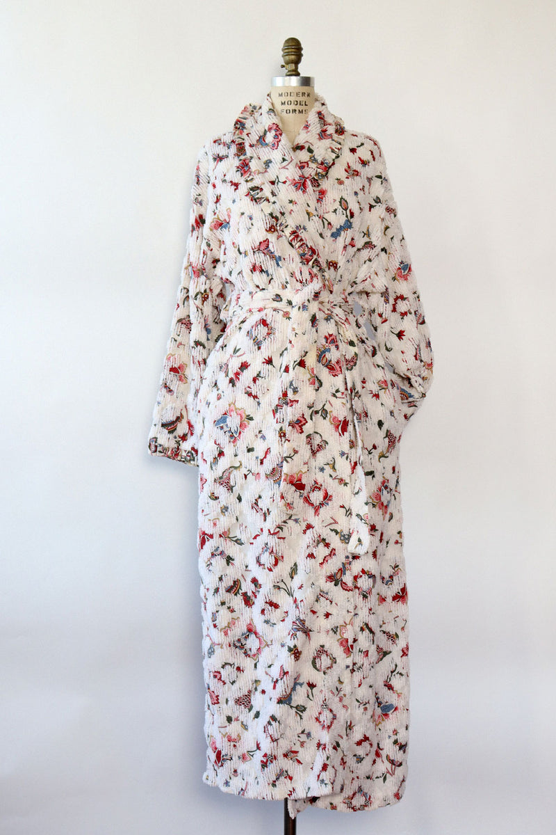 Floral Chenille Belted Robe M/L