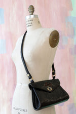 Black Tooled Leather Crossbody Bag