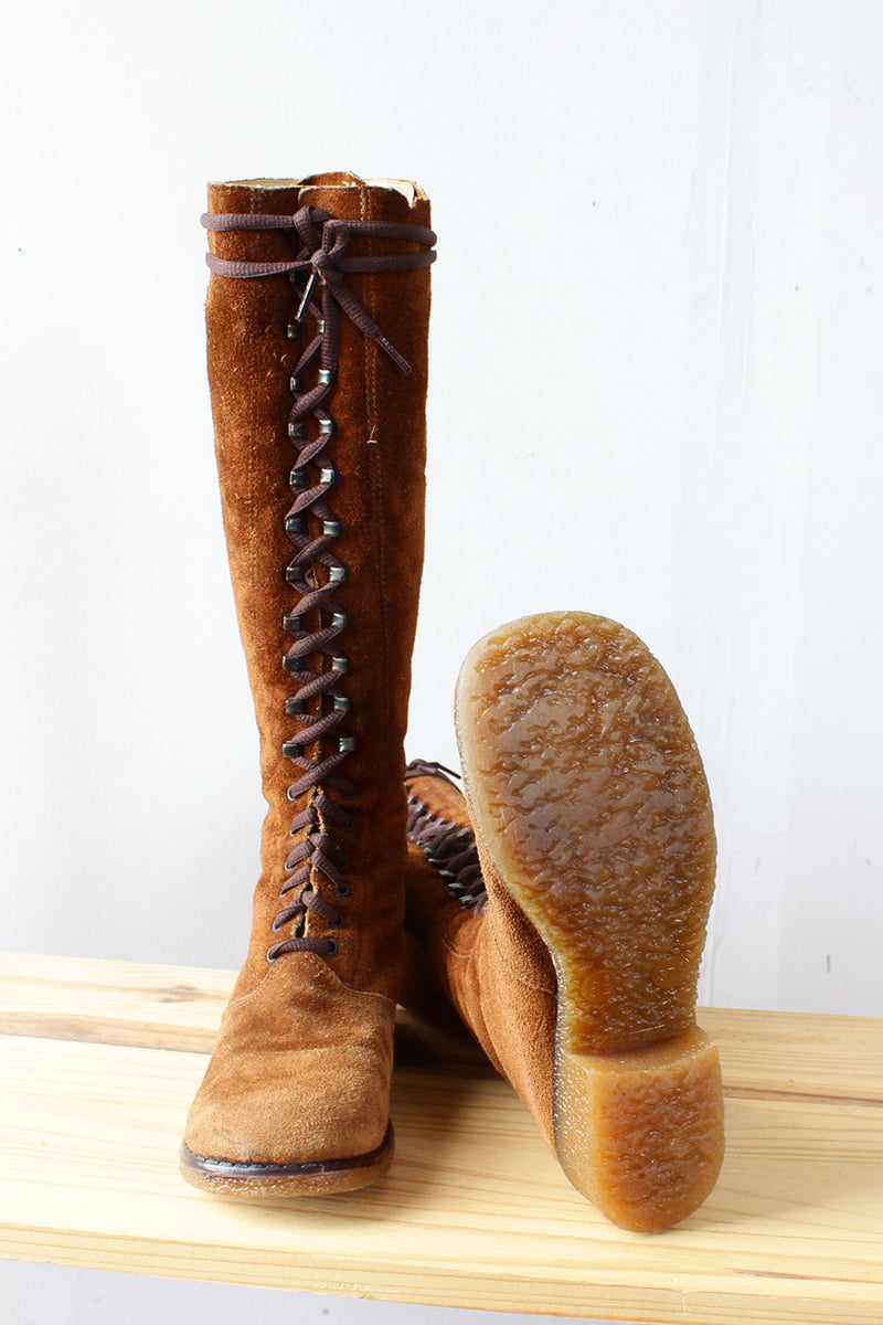 Mens knee high deals lace up boots