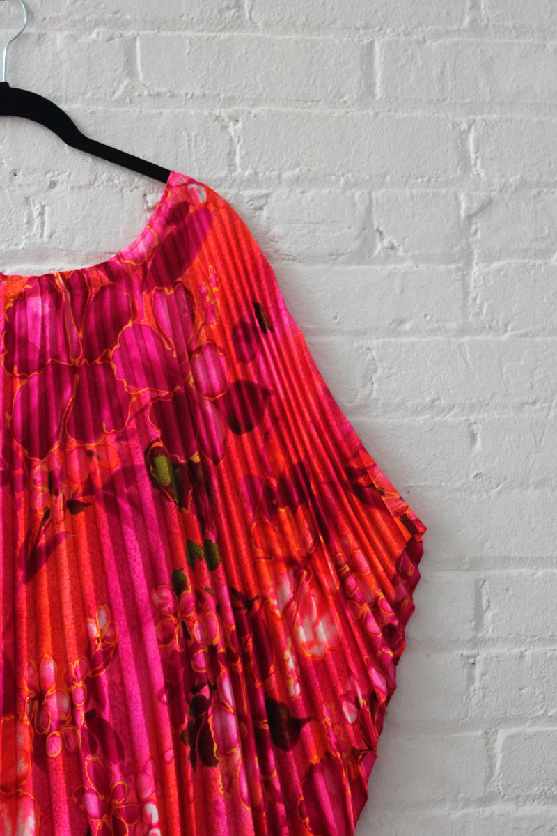 Neon Aloha Pleated Poncho OS