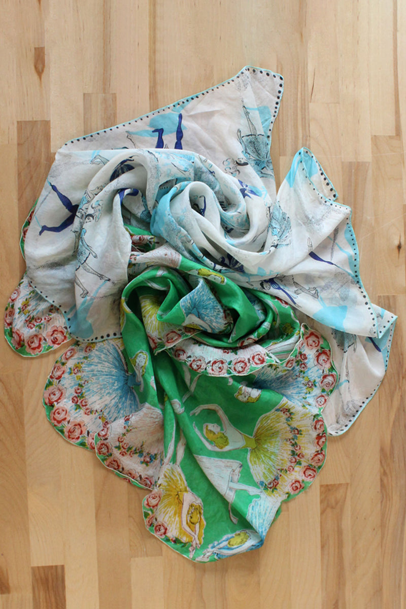 Ballet Print Silk Scarves (pair)