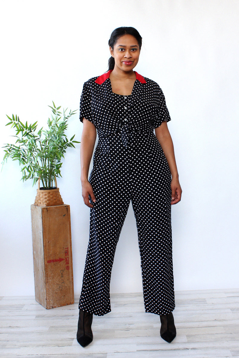 Graphic Polka Dot Jumpsuit L