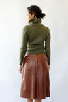 Chestnut Leather Flare Skirt S