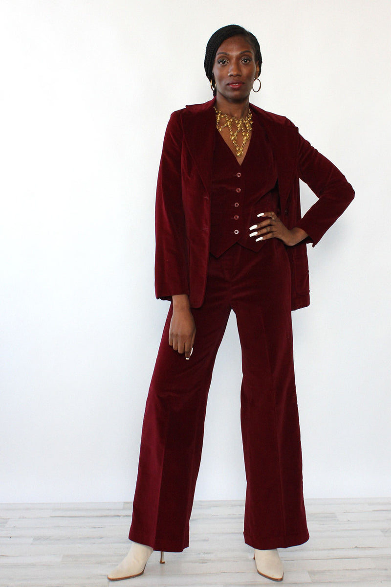 Burgundy Velvet Pant Suit Best Sale | bellvalefarms.com