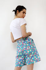 Neon Floral Pleated Shorts S-S/M