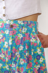 Neon Floral Pleated Shorts S-S/M