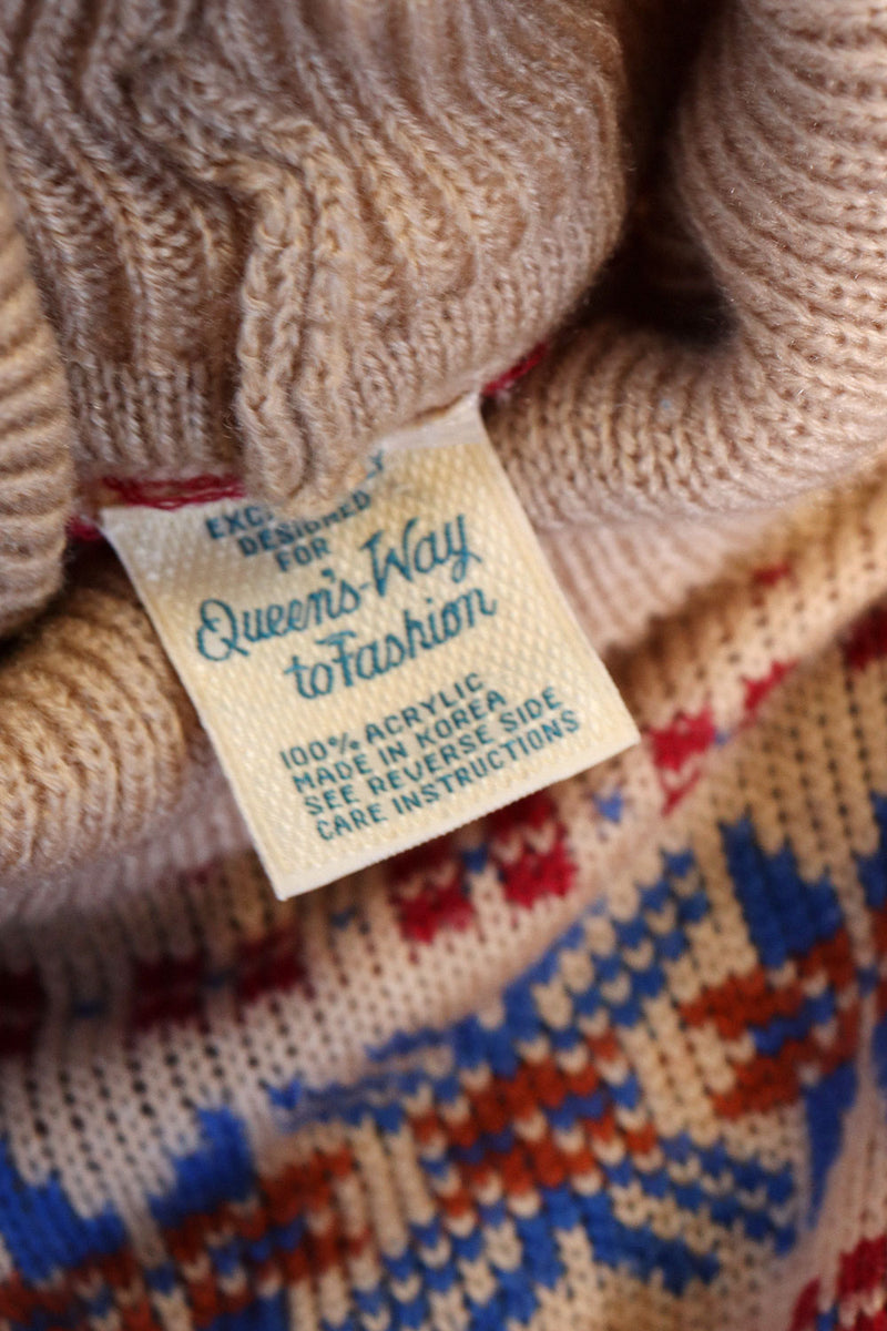 Tan Fair Isle Sweater Dress S/M