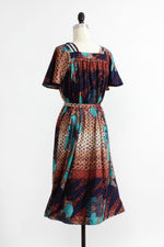 Feathers Floral Print 70s Dress