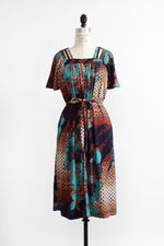 Feathers Floral Print 70s Dress