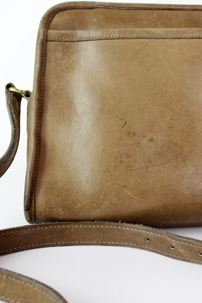 tan leather bag detail