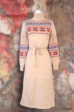 Tan Fair Isle Sweater Dress S/M