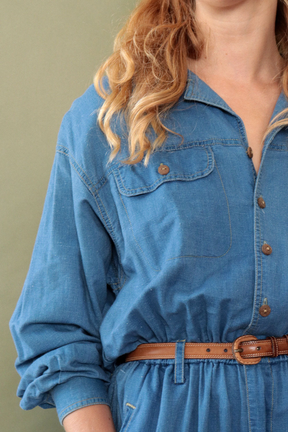 Chambray Linen Blend Jumpsuit M/L