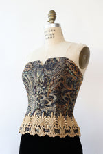 Tapestry Bustier Strapless Dress M