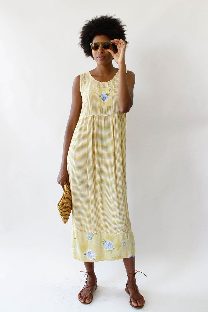 Butter Gingham Rose Dress S/M