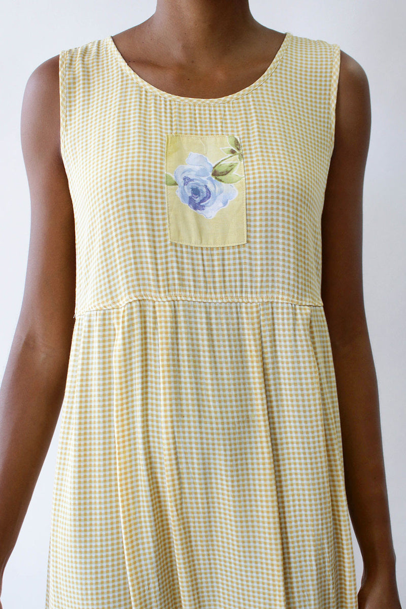 Butter Gingham Rose Dress S/M